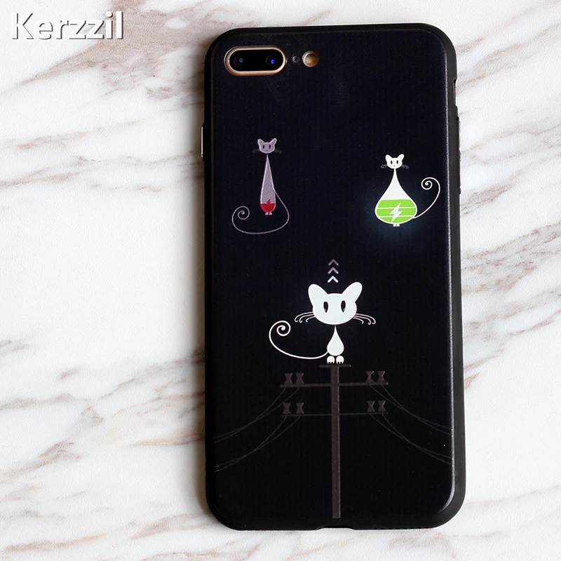 Kerzzil с милым рисунком кота Телефон чехол для iPhone 7 6 s модные синие земли Геометрия