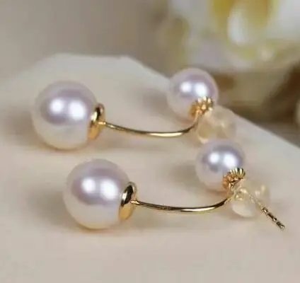 

Серьги с белыми жемчужинами, круглые, 7-11 мм
