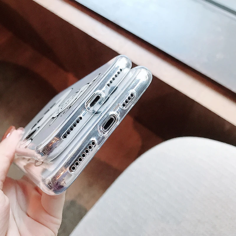 Прозрачный Мягкий ТПУ силиконовый чехол с волнистым точечным Микки Минни для iPhone