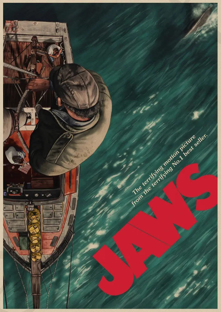 Плакат челюсти Акула классический Ужасный фильм Постер для путешествий и принты