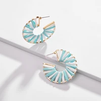 zwpon designer raffia wrapped c shape hoop earrings 2019 modern fashion earrings for women jewelry wholesale