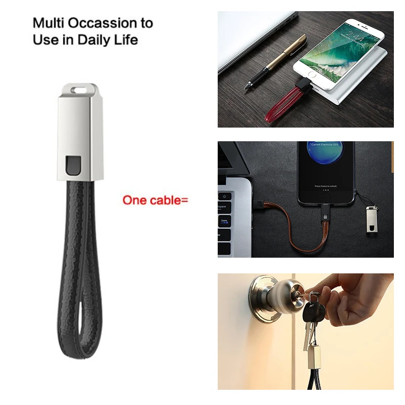 Мини-брелок металлический Кожаный USB Type C кабель для быстрой зарядки Usb зарядное