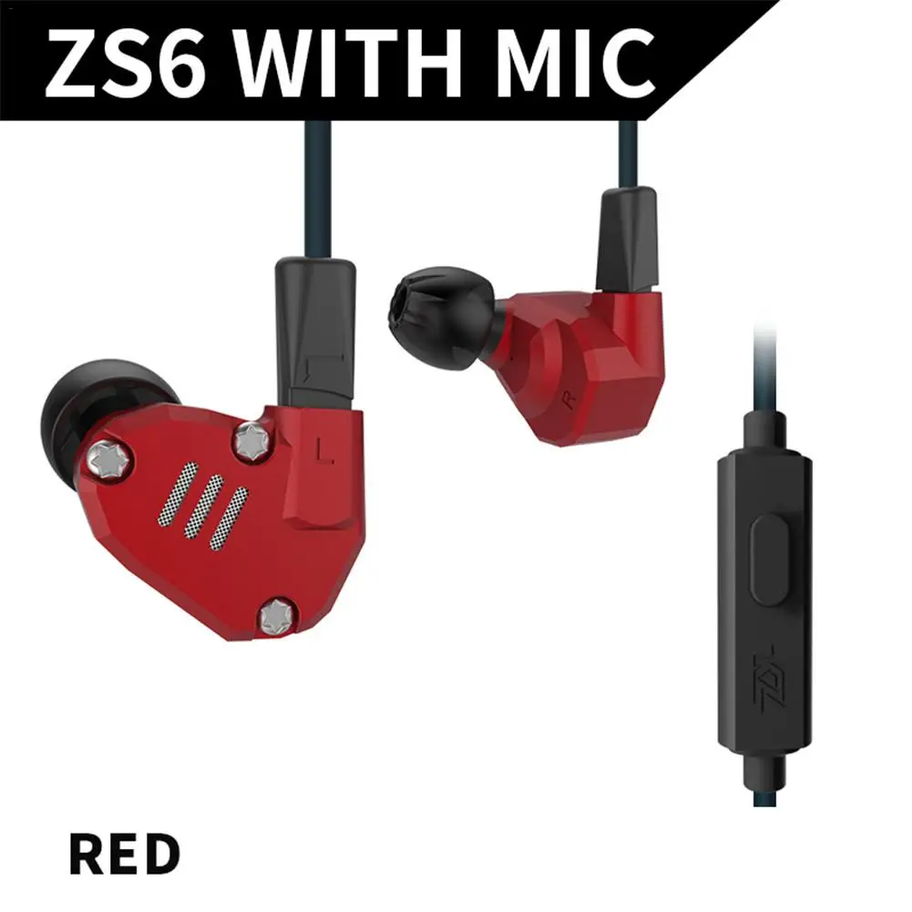 ZS6 Eight Driver Dynamic Wired Portable Earphones In Ear HIFI Stereo Sport Headset Detachable Bluetooth Earphone with mic | Электроника