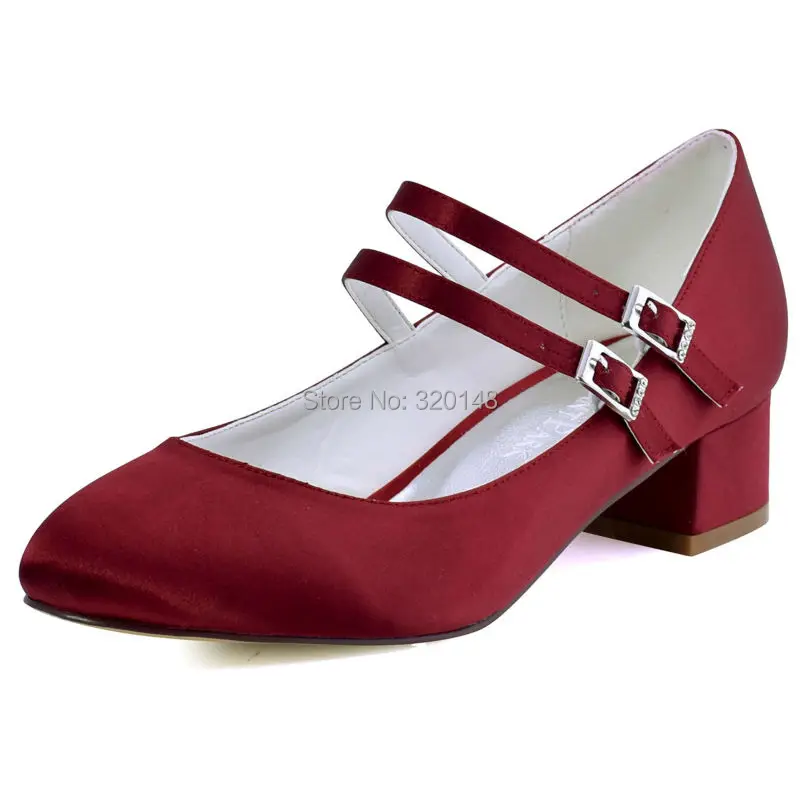 Женские атласные туфли на каблуке темно красный с 12 блочными каблуками белый FC1615