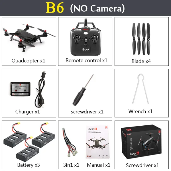 NO Camera MJX ошибки 6 B6 2.4 г вертолет высокого Скорость бесщеточный Двигатель Радиоуправляемый Дрон с Камера FPV-системы в реальном времени изображения Трансмиссия Радиоуправляемый квадрокоптер - Цвет: NO Camera