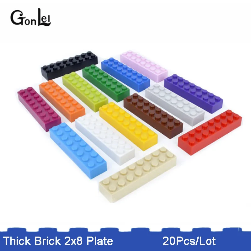 20 шт./лот MOC толстый Кирпич 2x8 Плиты строительные блоки части кирпича аксессуары diy