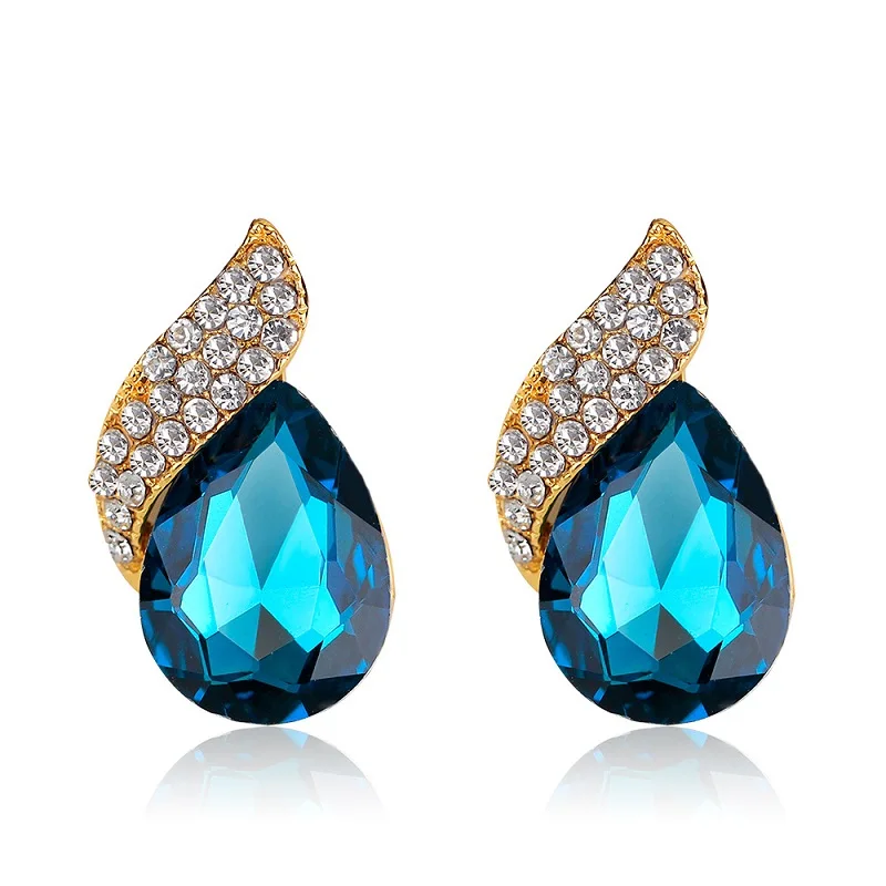 Fashion Creativity Water Drops Shape Crystal Design Stud Earrings Birthday Party Exquisite Gifts Jewelry Accessories | Украшения и