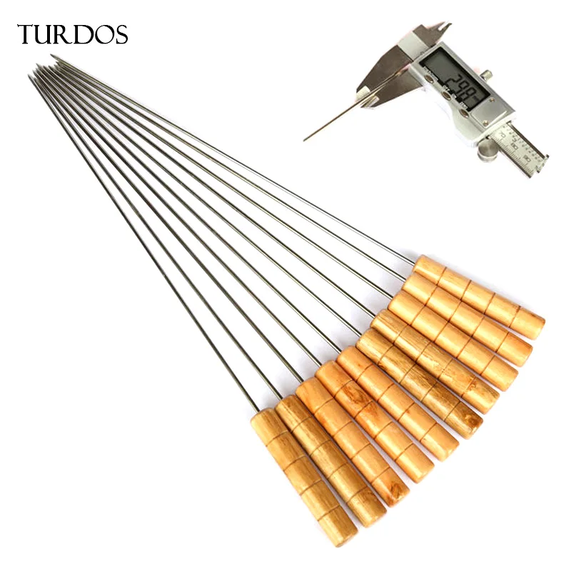 TURDOS 10-Pack шампуры 201 из нержавеющей стали для шашлыка шампур для кебаба оборудование для барбекю древесный уголь вилки высокая прочность жаркое Вечерние