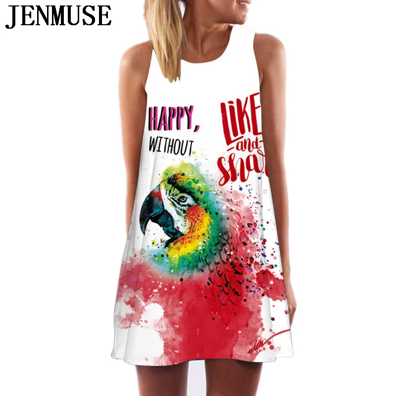 Женское платье с принтом в виде мышки повседневное летнее без рукавов О-образным