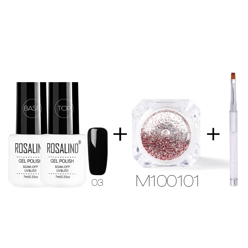 set1 Набор для маникюра Rosalind с цоколем, Гелевая Кисть для ногтей, блестки, блестки, дизайн, лак для ногтей, хромированная пудра, украшение для блестящего маникюра - Цвет: set1