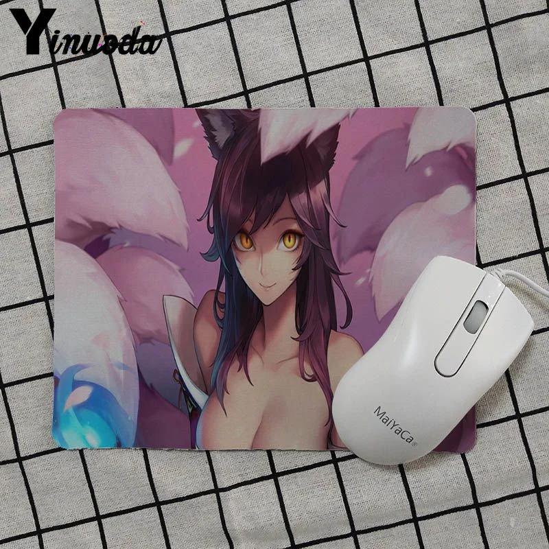 No Lock Edge25x29cm Yinuoda мой любимый Ahri Лига Легенд резиновая мышь прочный Настольный коврик для мыши Противоскользящий ноутбук коврик для мышки с аниме - Цвет: No Lock Edge25x29cm