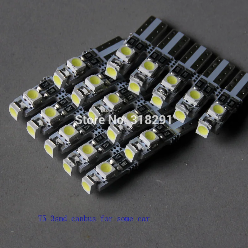 50 шт. новейший яркий Canbus T5 W5W 3SMD 3528 светодиод без полярности отчет о сигнале для