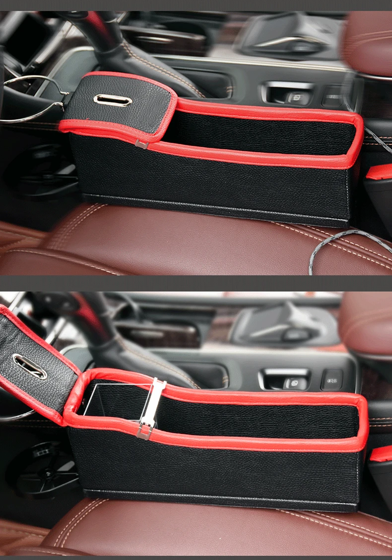 Red Black-A pair Щелевая коробка для хранения автомобильного сиденья, держатель для стакана, держатель для напитков, органайзер, автоматический зазор, карман для хранения, подставка для телефона, держатель для карт, чехол для монет, аксессуары - Название цвета: Red Black-A pair