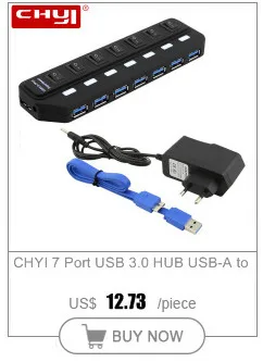 CHYI usb-хаб 3,0 с адаптером питания 7 портов USB3.0 СВЕТОДИОДНЫЙ Переключатель ВКЛ/ВЫКЛ концентратор USB разветвитель Компьютерные аксессуары для ПК ноутбука Горячая Распродажа