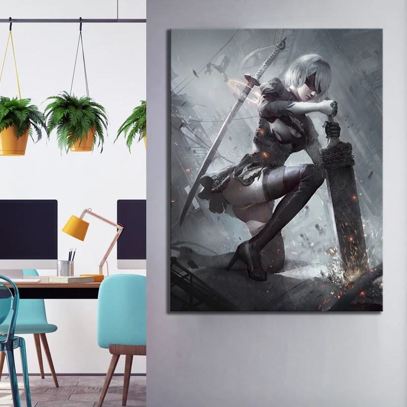 Настенная картина NieR:Automata 2B Game рисунок на холсте для гостиной домашний декор HD