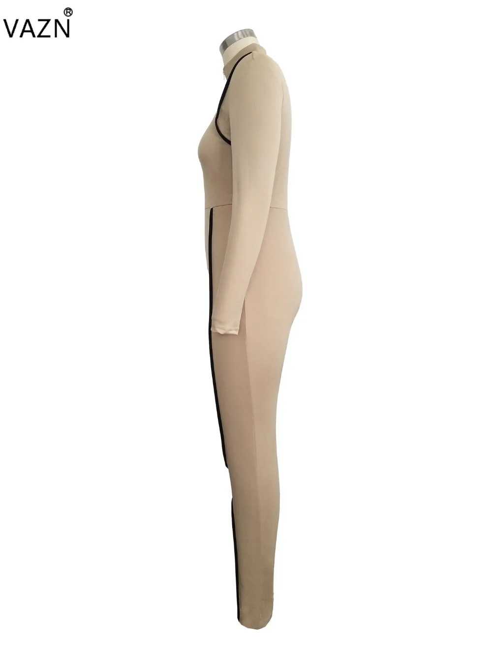 VAZN Autumn 2019 Hot Fashion Ladies Casual Jumpsuits Solid Full Sleeve High Street Lady Skinny Tracksuit Long Romper SMR9073 | Женская
