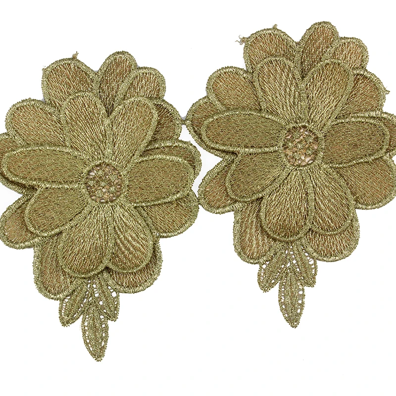 5 ярдов золотая металлическая 3D вышитая кружевная аппликация Венецианский мотив