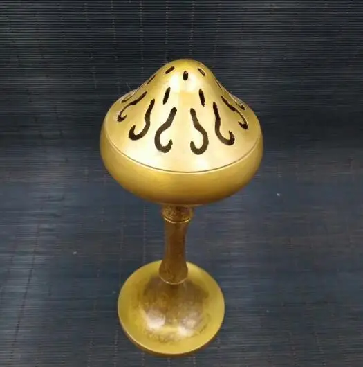 

Chinese Pure brass Lotus bamboo Incense burner Feng shui furnishing articles