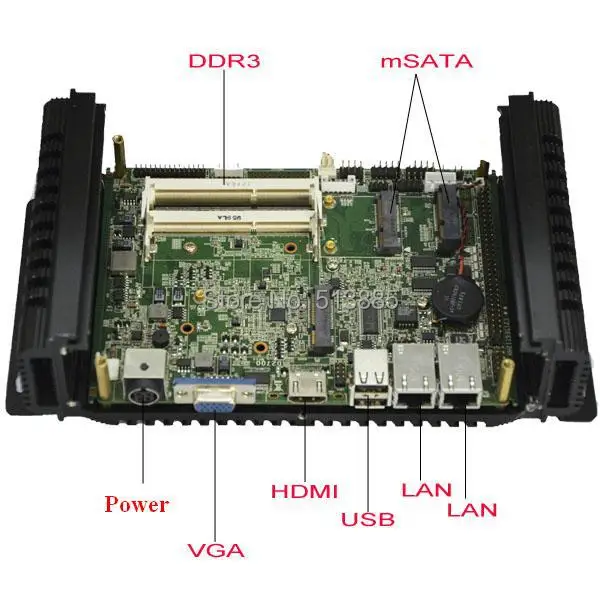 Встроенный безвентиляторный промышленный компьютер SSD 64 ГБ 4 с операционной