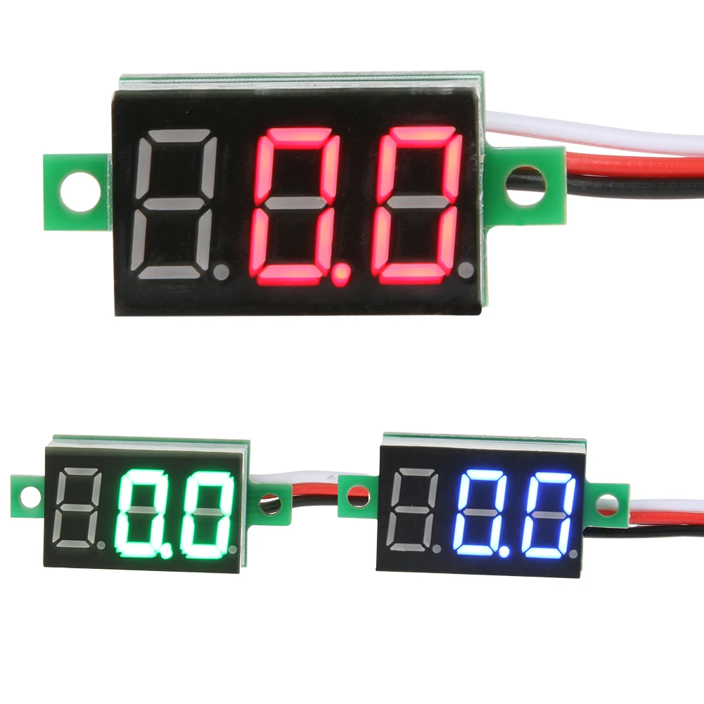 

0.36 Inch DC 0-100V Mini Digital Voltmeter Blue/Red/Green LED Display Module Volt Gauge Panel Voltage Indicator 3 Wires