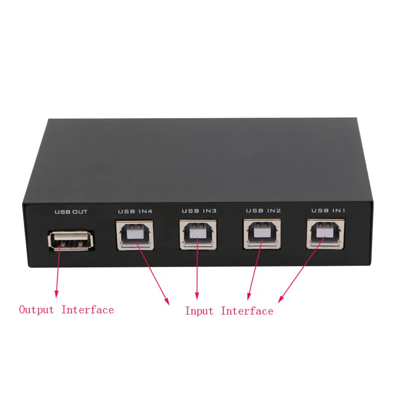 4 порта USB2.0 распределительное устройство переключатель адаптер Коробка для ПК Сканер Принтер