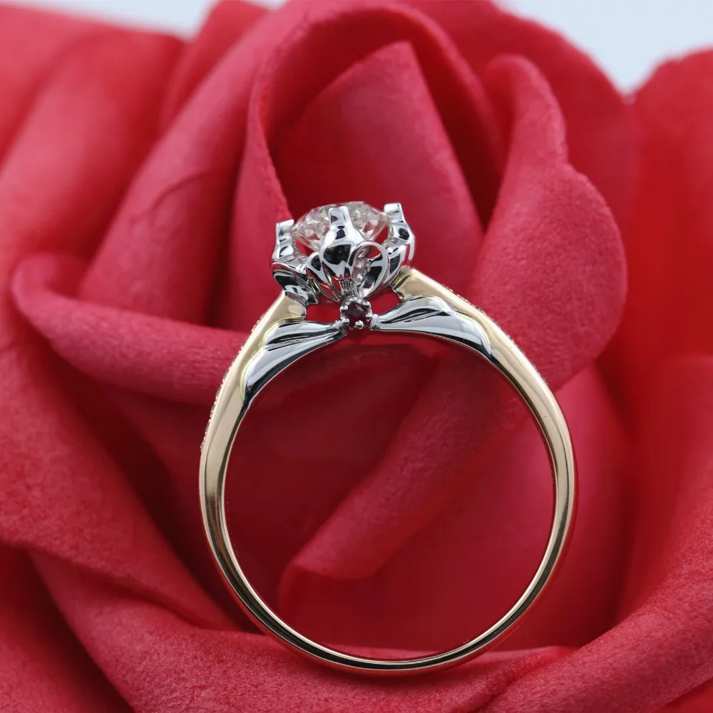 LASAMERO 0.537CT IJ/SI Round Cut Natural Diamond Ring For Women 18k White Gold 2 Tone Certified Engagement Wedding | Украшения и