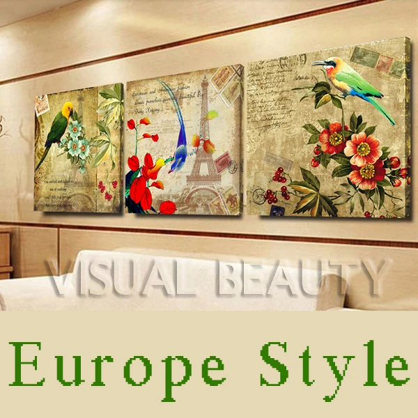 Бесплатная доставка Современная умная птица и красивая цветочная картина для