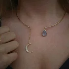 Евро-американская международная торговля Модные ювелирные изделия оптом Простые и щедрые с кристаллами Луна капли женское Короткое ожерелье ошейник