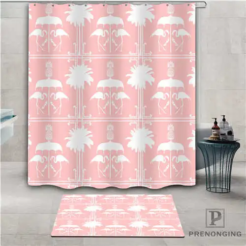 Custom flamingos (1) Waterproof Shower Curtain Doormat Home Bath Bathroom Polyester Fabric Multi Sizes#2019-01-12-281 | Дом и сад