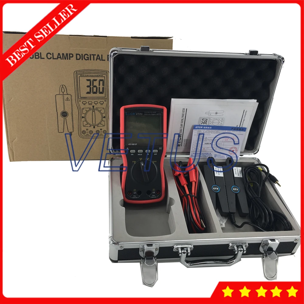 

ETCR4100 Double Clamp Digital Three Phase Sequence Meter Tester