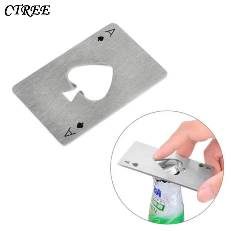 

CTREE 1Pc Creative Peach Heart Poker Card Openers Stainless Steel Coke Soft Drinks Water Beer Bottle Opener Kitchen Gadgets C625