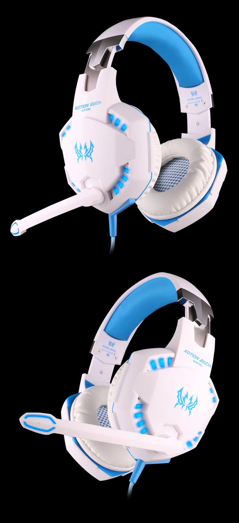 KOTION каждый G2100 Игры наушники вибрации функция профессиональный стерео бас игровая гарнитура с микрофоном светодиодный светильник для PC Gamer
