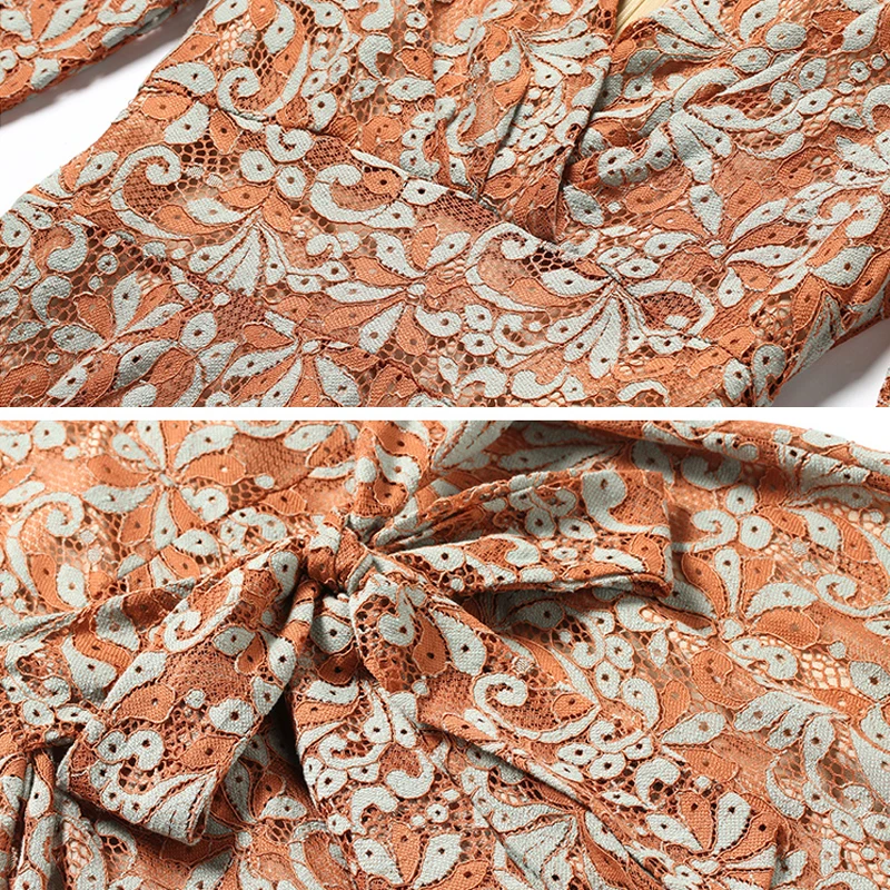 Весна-лето 2020 кружевное платье для женщин повседневное тонкое вечернее с бантом