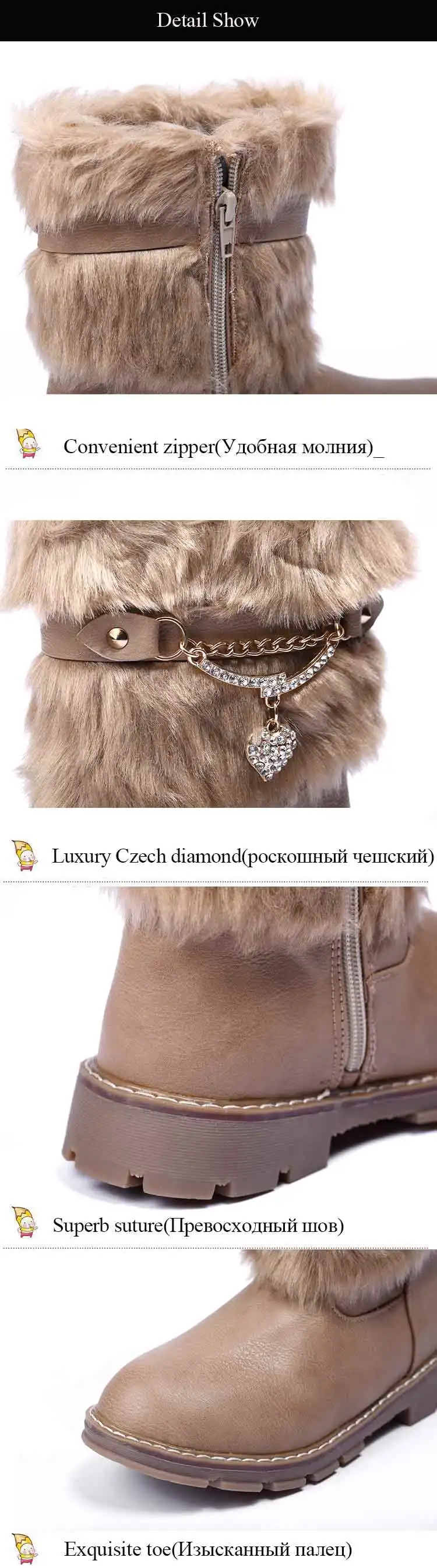 Г. Новые зимние ботинки Корейская версия детских ботинок для девочек с кроликом Нескользящие зимние ботинки теплые ботинки для девочек
