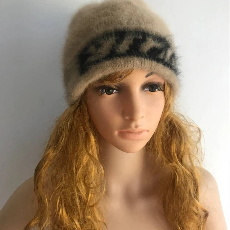 LOVELYDONKEYwomen норковая кашемировая Дамская шапка ручной вязки зимняя теплая вязаная шапка M1007
