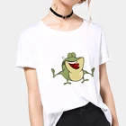 Женская футболка с рисунком лягушки, белая тонкая хипстерская футболка с коротким рукавом, лето 2019