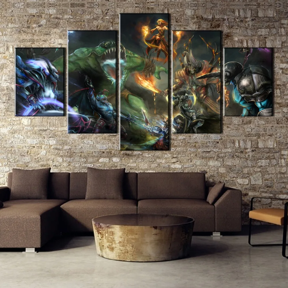 Картина на холсте Современная HD печать домашний декор картина DotA 2 игра 5 шт. холст