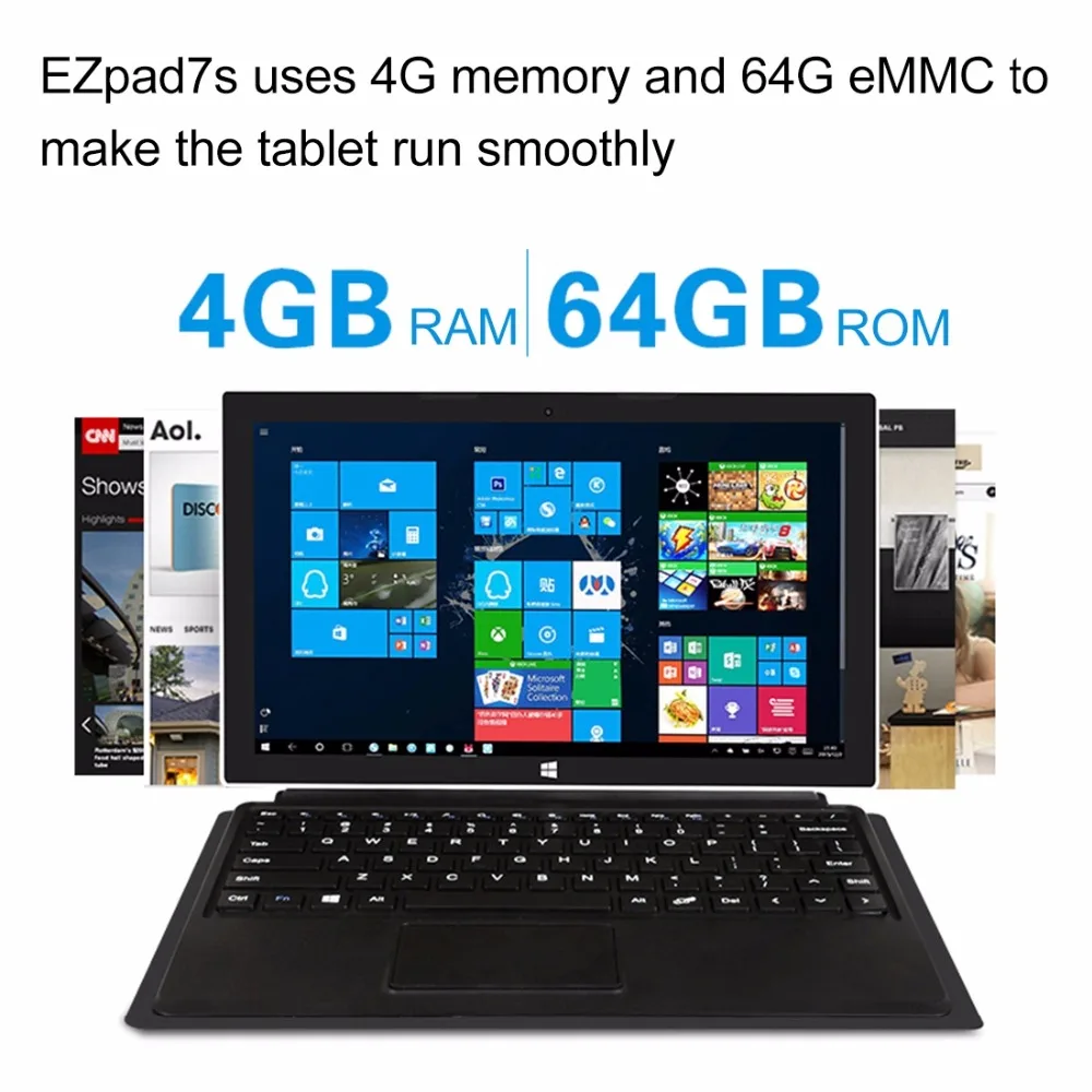 Jumper EZpad 7s 10,8 дюймовый планшетный ПК 4 Гб ОЗУ 64 Гб ПЗУ Windows 10 Intel Cherry Trail X5-Z8350 четырехъядерный 1920x1080 6600 мАч HDMI