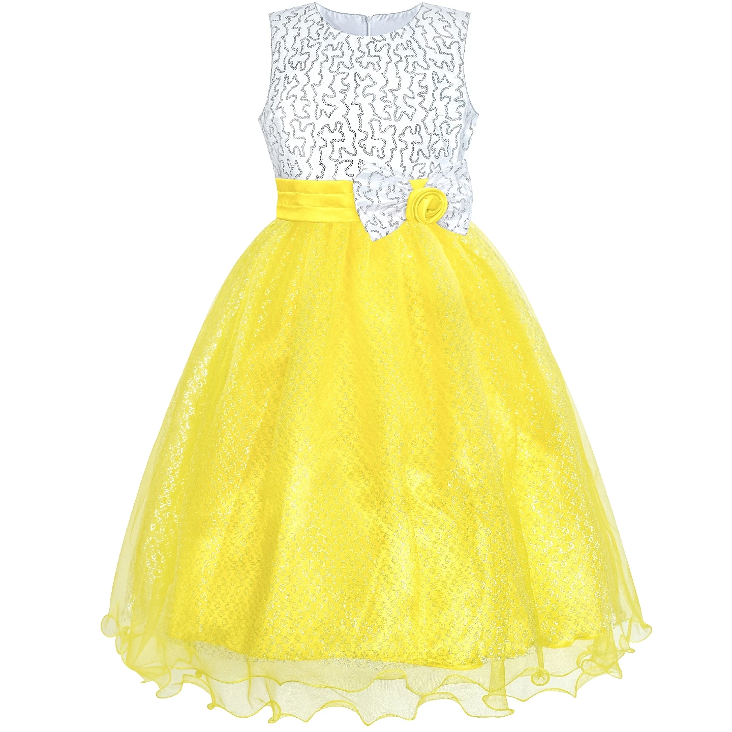 Sunny Fashion платья для девочек платье Цветок Девушка Платье блеск Цехин Свадьба