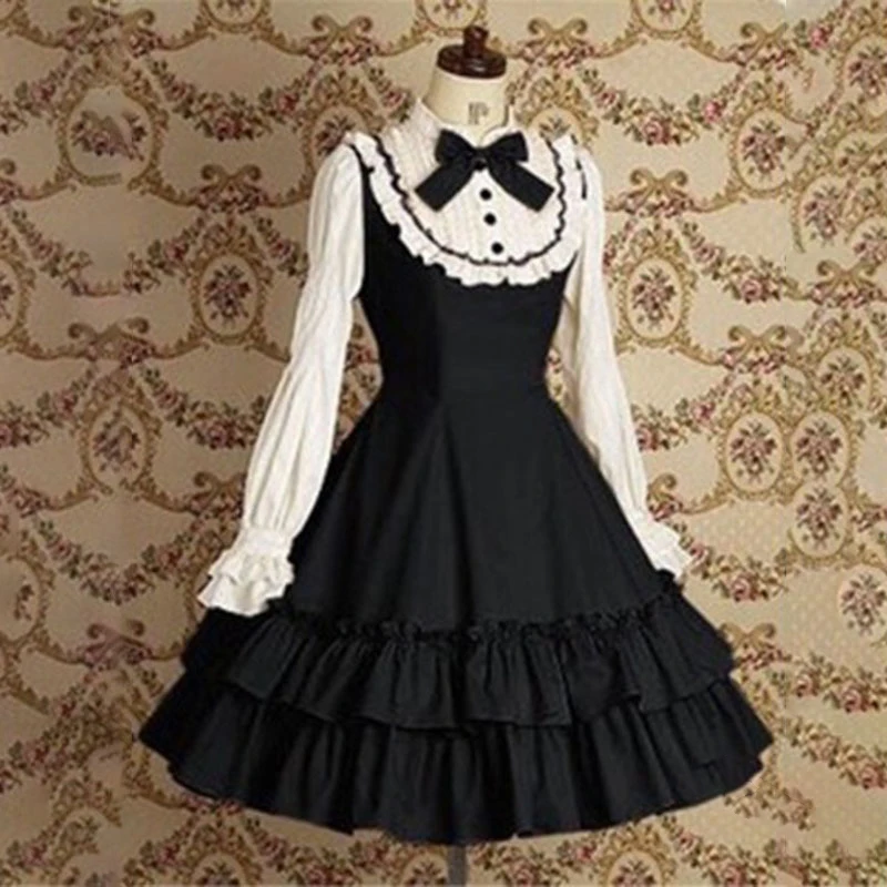 2019 женское платье в школьном стиле средневековая ретро одежда горничной