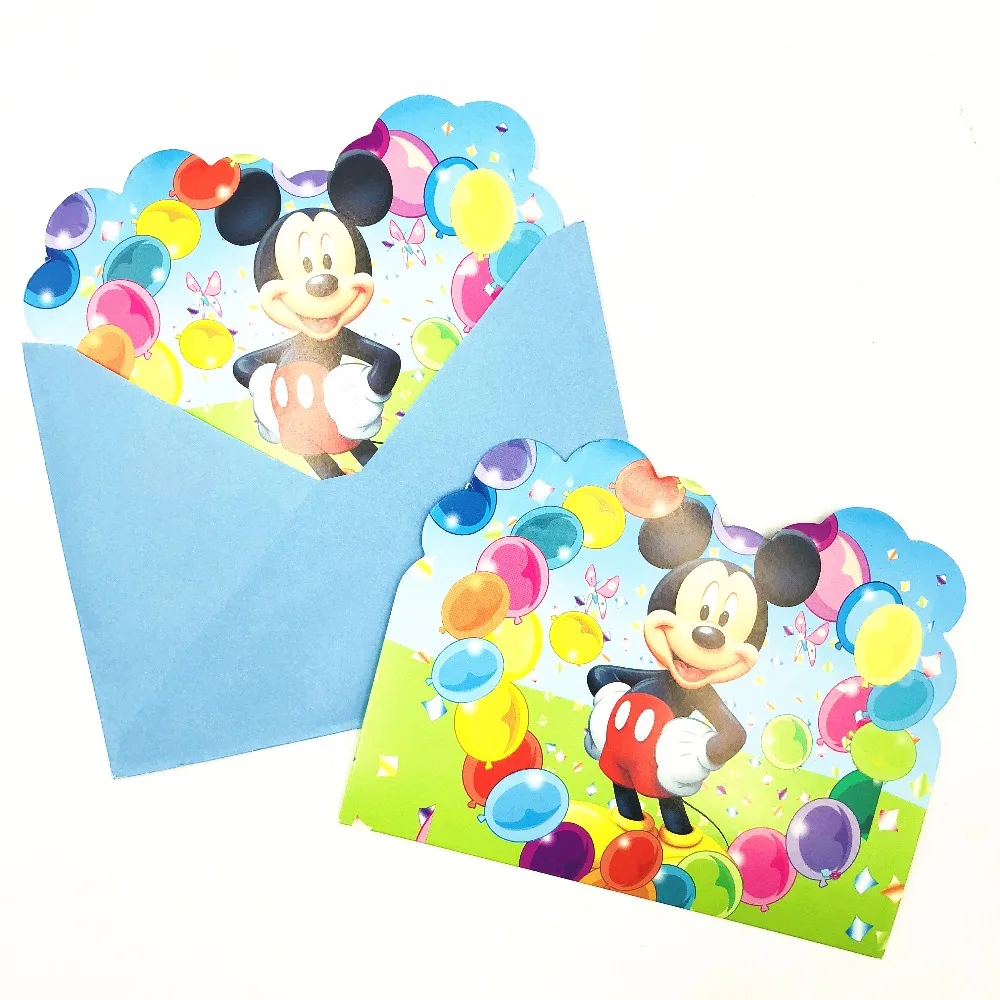 Mickey Mouse Theme Invitation Card Party decorations for kids Baby Happy Birthday wedding event party supplies | Дом и сад