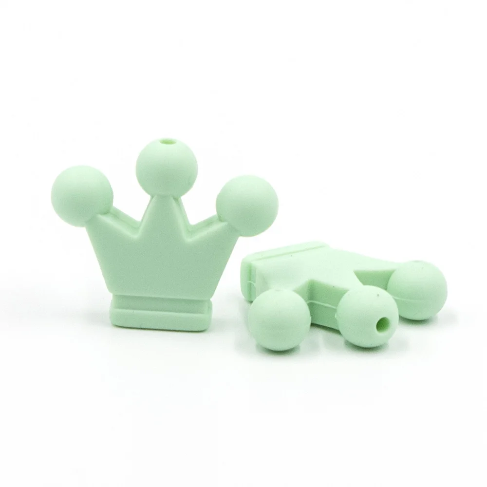 Mint Green 5 шт Корона силиконовые бусины Детские Perle Силиконовые Зубные Прорезыватели бусины для DIY ожерелье браслет соска цепи Детские продукты - Цвет: Mint Green