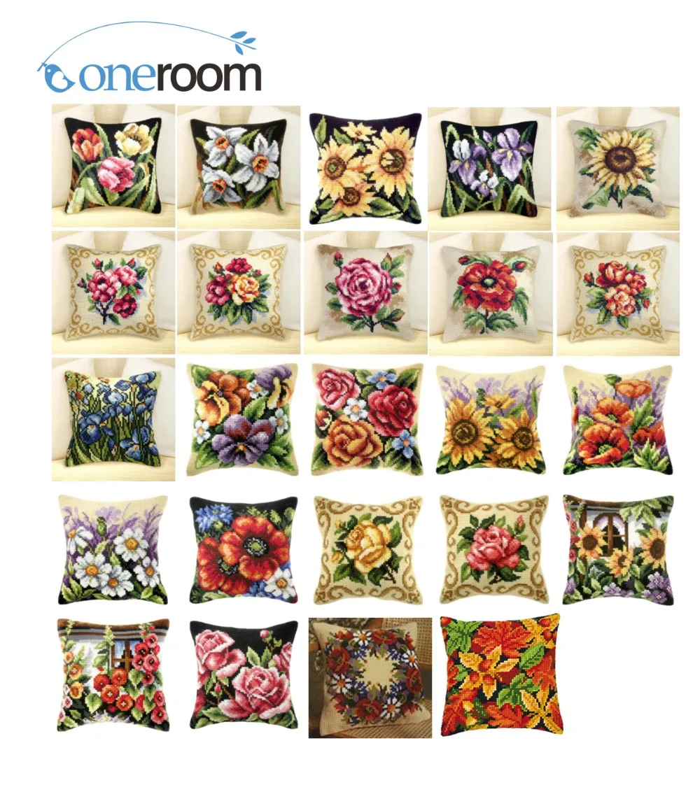 

Вышивка крестиком Подушка Мат для рукоделия с красивым цветком 04 Подушка с гобеленом 42 см, 42 см рукоделие крючком подушки с вышивкой
