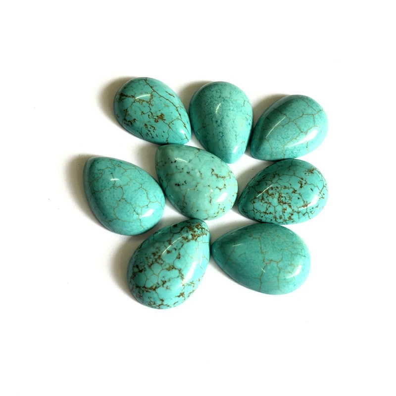 Wholesale Natural Magnesite Turquois e Bead Cabochon 12x16mm 18x25mm 22x30mm Pear Drop Gem Stone Ring Face 2Pcs/pack | Украшения и