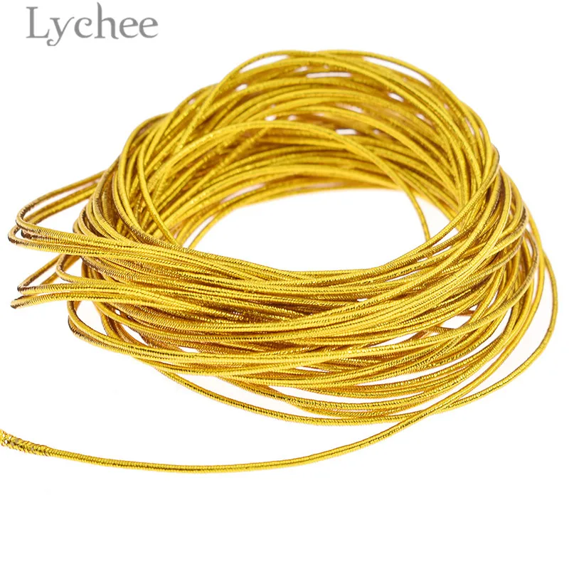 Lychee 10 м золотой серебряный цвет эластичный шнур круглая резиновая веревка для