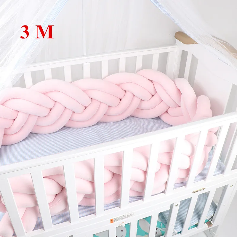 crib bumper Pink 3M Одежда для новорожденных для детской кроватки, Tour De France горит Bebe Tresse детская кроватка бампер/бамперы в бампер для детской кроватки тесьмой кровать Nodic узел детской комнаты - Цвет: crib bumper Pink 3M