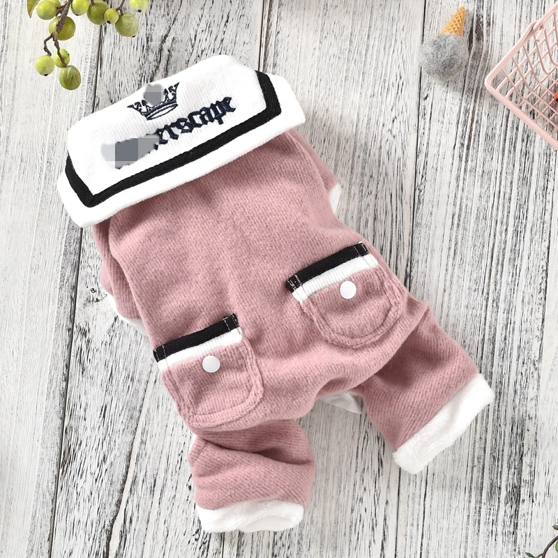 Удобная мягкая полосатая одежда для собак зимнее теплое розовое черное пальто