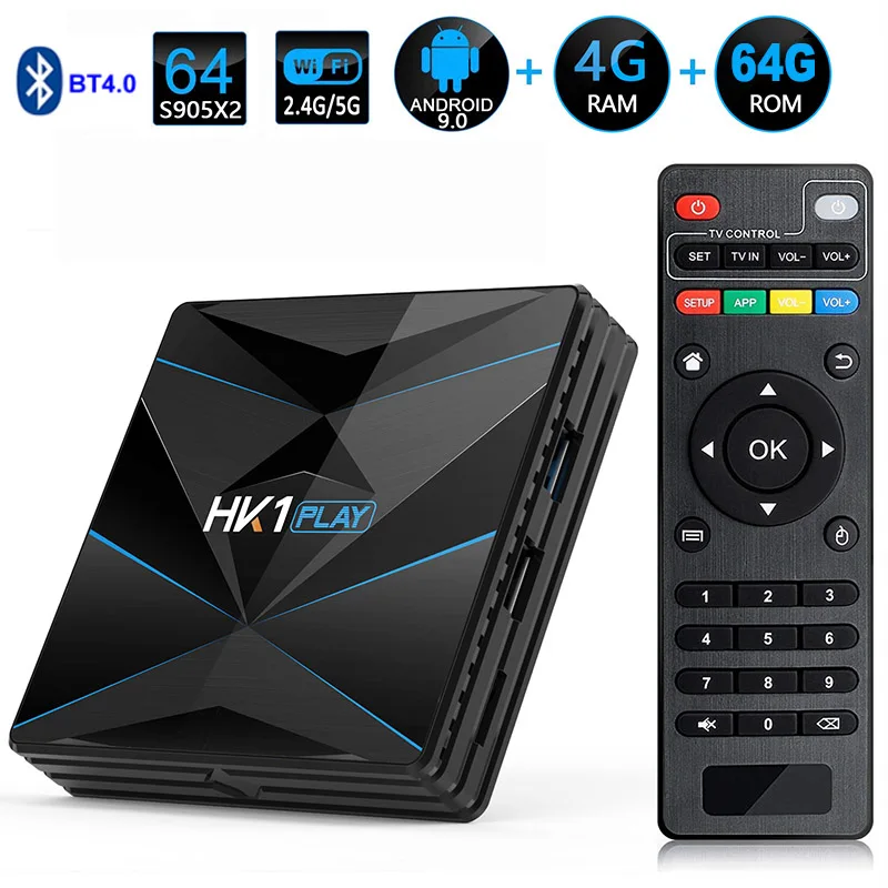 4GB64GB HK1 Play Samrt tv BOX Android 9,0 Amlogic S905X2 Четырехъядерный 4K Google плеер 4G 64G 128G 2,4G/5G двойной Wifi ТВ приставка - Цвет: 4GB64GB