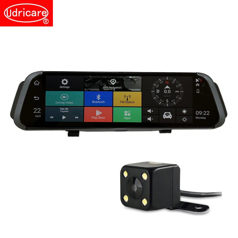 Видеорегистратор Udricare 10 дюймов 4G SIM карта Android Wi Fi Bluetooth GPS навигация двойной