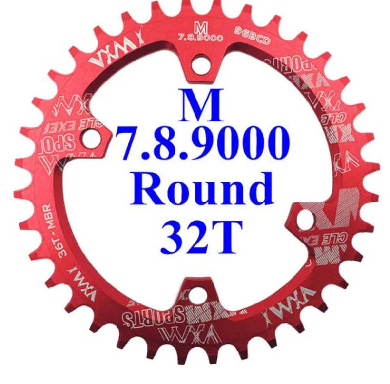 Round red 32T VXM 30T 32T 34T 36T 38T 96BCD алюминиевый сплав Овальный Круглый поднос Шатуны Дорожный велосипед лоток для M7000 M8000 M9000 Запчасти для велосипедов - Цвет: Round red 32T